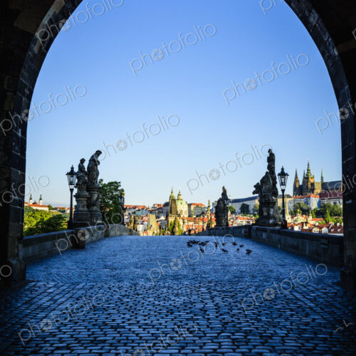 Arch over Prague cityscape, Czech Republic Arch over Prague cityscape, Czech Republic