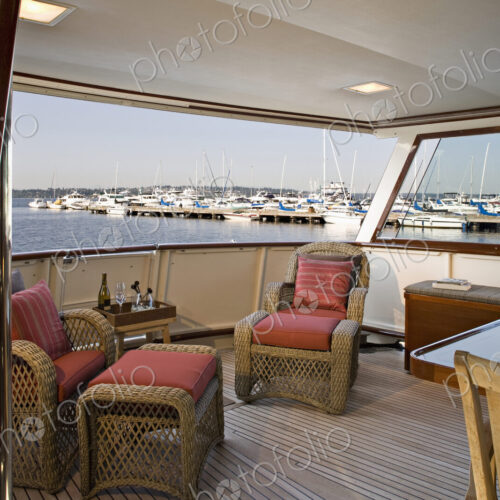 Armchairs in lounge area of yacht Armchairs in lounge area of yacht