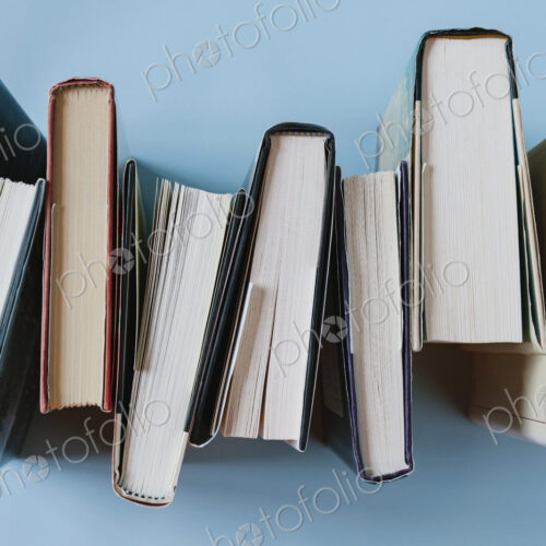 Arrangement of hardback books Arrangement of hardback books