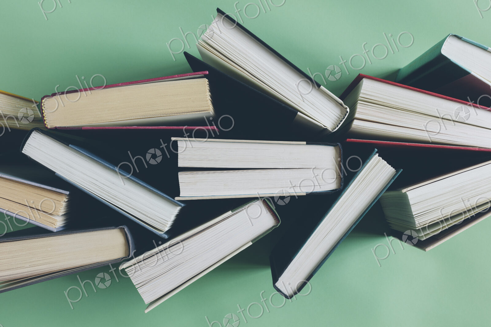 Arrangement of hardback books