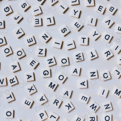 Arrangement of small blocks of scattered letters Arrangement of small blocks of scattered letters