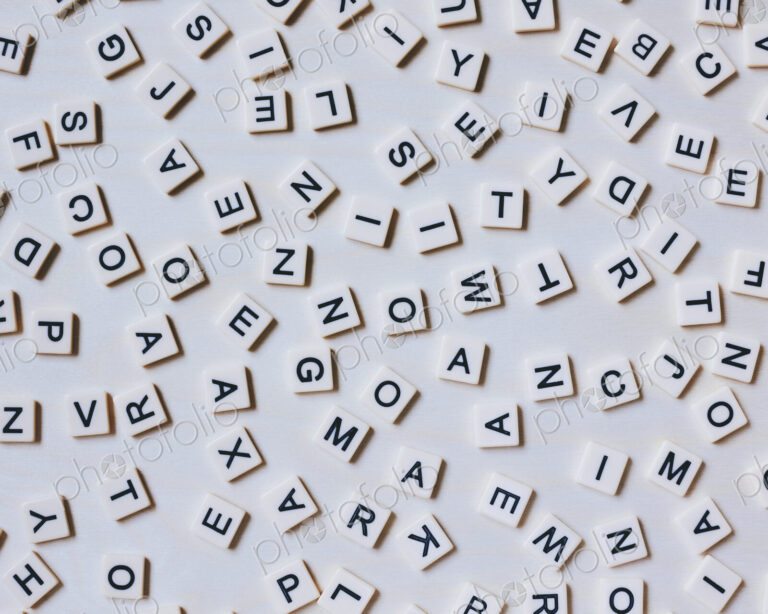 Arrangement of small blocks of scattered letters