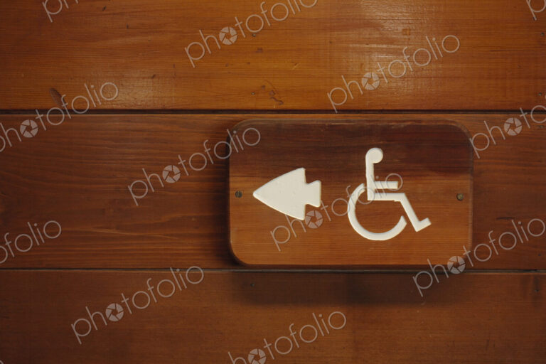 Arrow and wheelchair sign, Olympic National Park, WA, USA