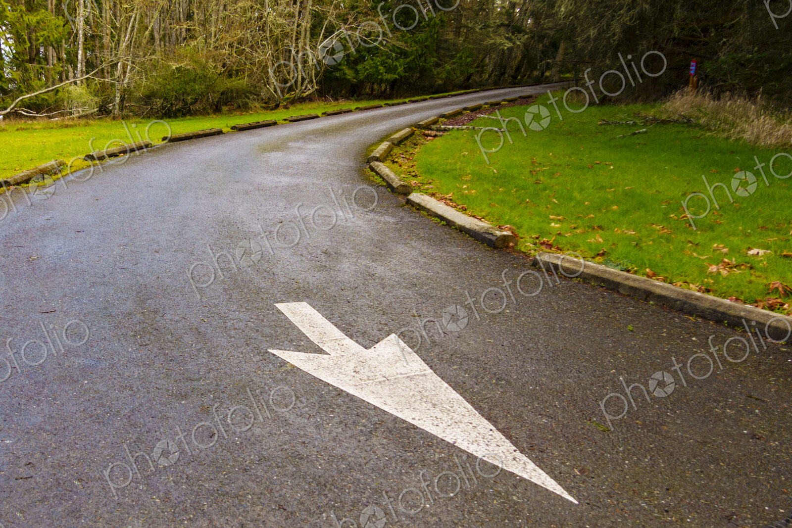Arrow symbol on pavement, USA