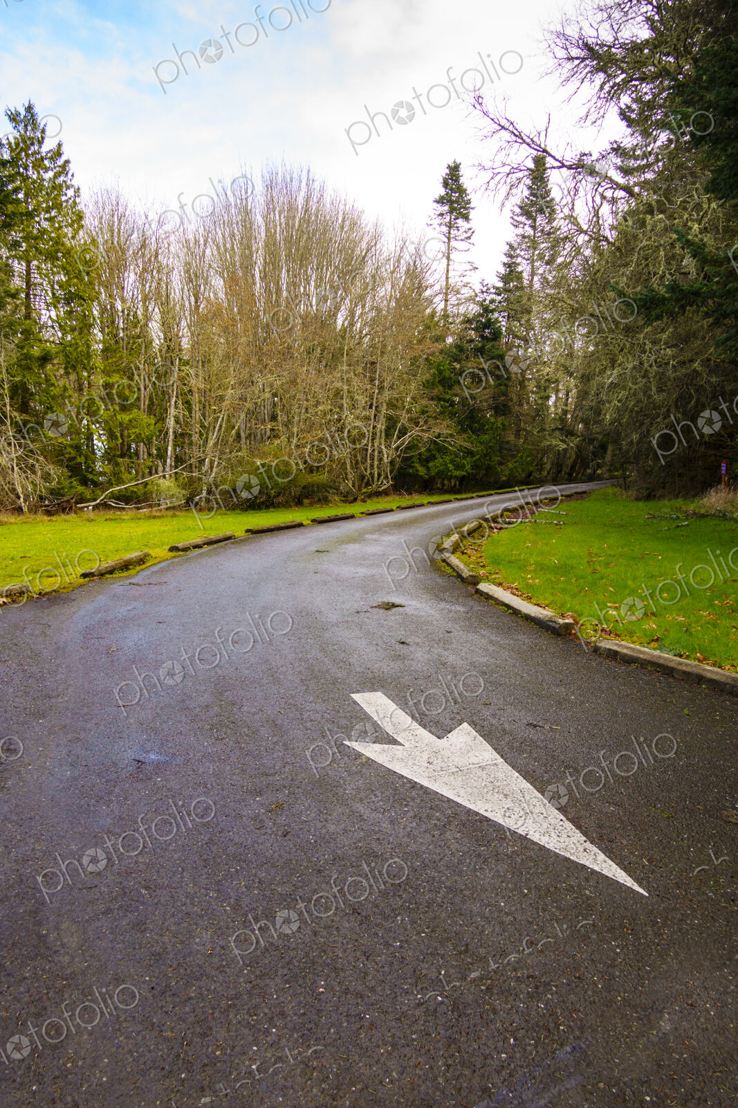 Arrow symbol on pavement, USA