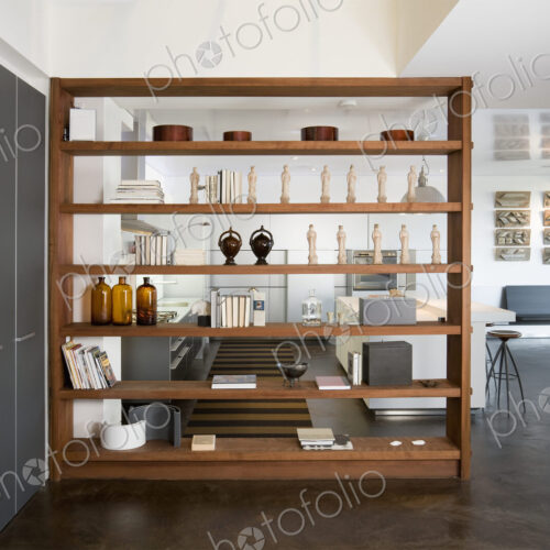 Art Objects on Wooden Shelving