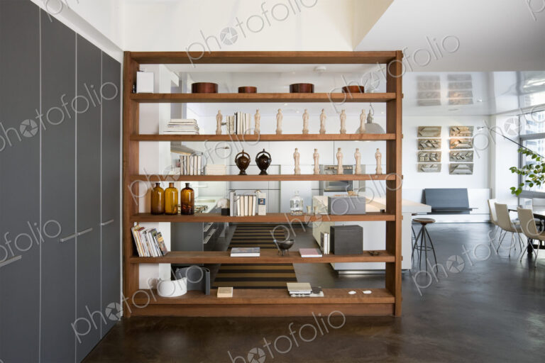 Art Objects on Wooden Shelving