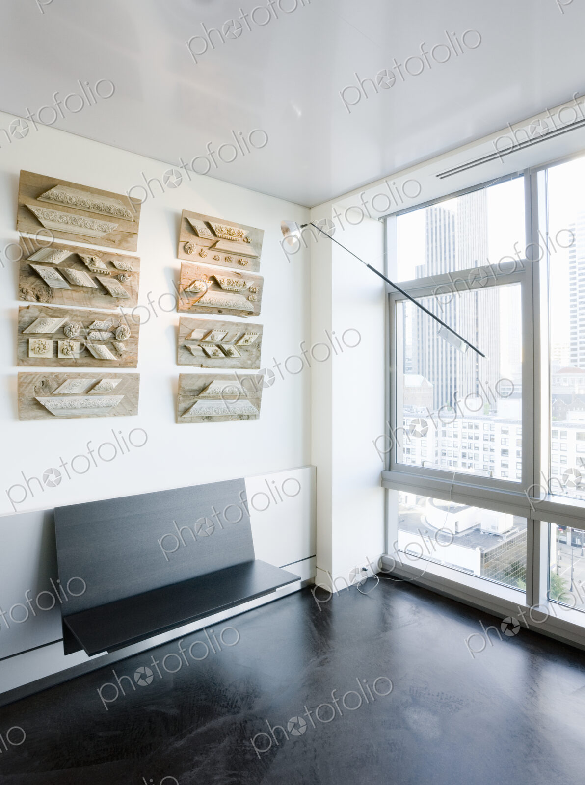 Art and Bench on Wall