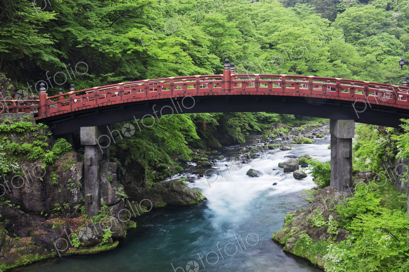 Asian Bridge Crossing a River