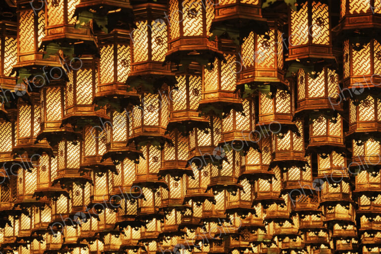Asian Lanterns Suspended from a Ceiling