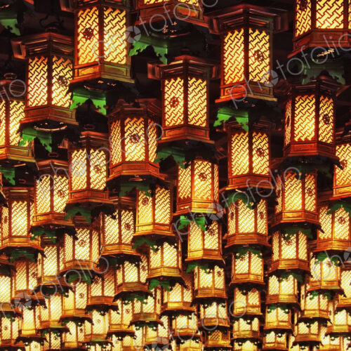 Asian Lanterns Suspended from a Ceiling Asian Lanterns Suspended from a Ceiling