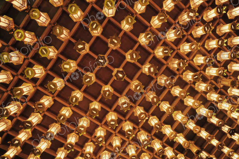 Asian Lanterns Suspended from a Ceiling