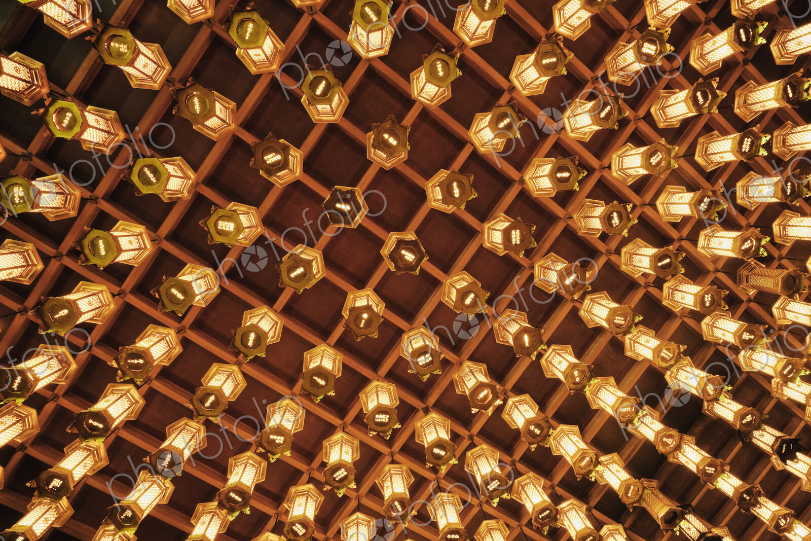 Asian Lanterns Suspended from a Ceiling