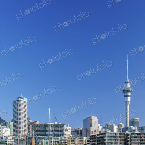 Auckland skyline on waterfront, Auckland, New Zealand