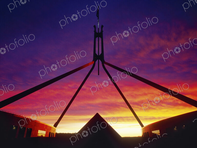 Australian Parliament Building at Sunset