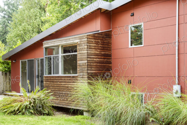Backyard and exterior details of modern house