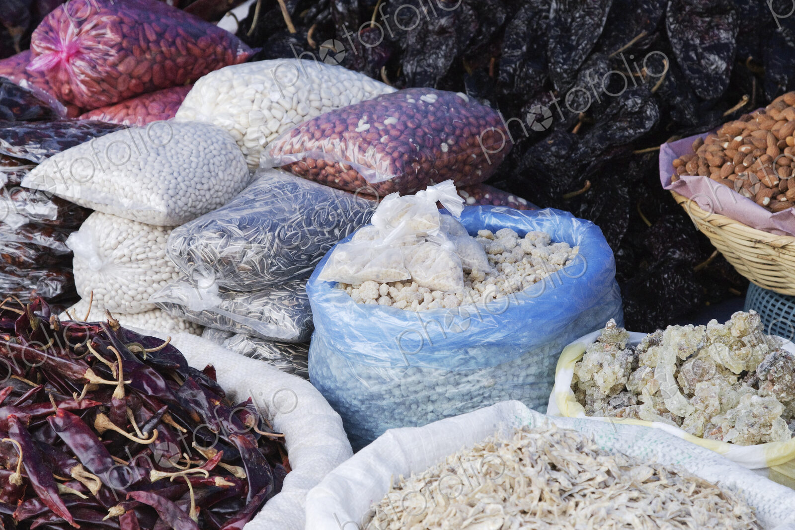 Bags of Vegetables and Spices
