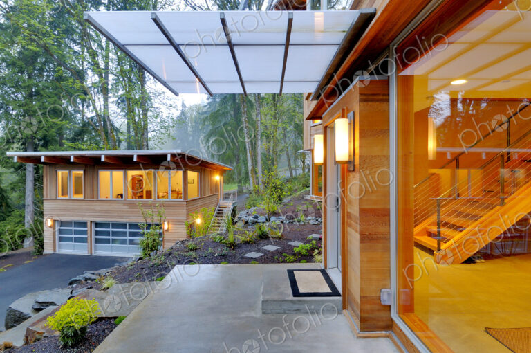 Balcony and awning of modern house