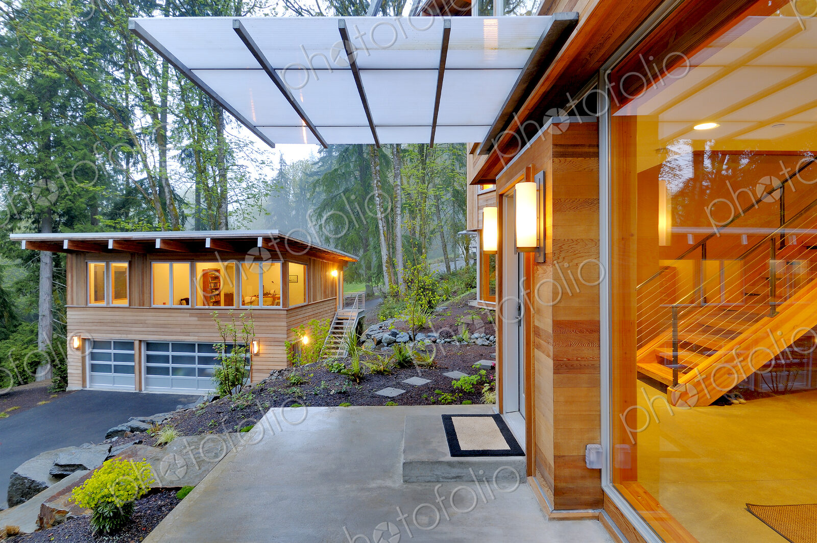 Balcony and awning of modern house