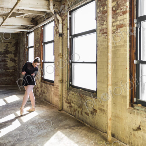 Ballerina in a rehearsal room