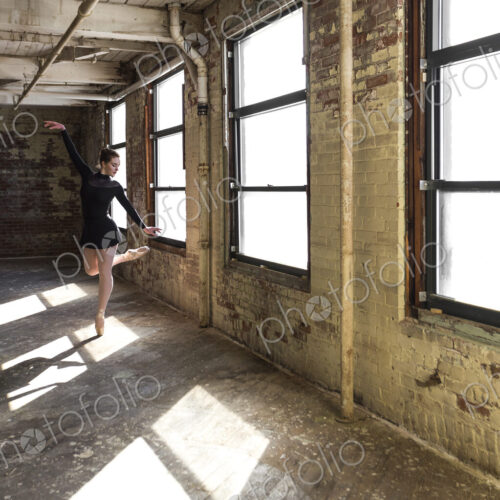 Ballerina in a rehearsal room