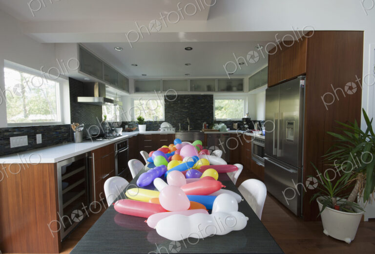 Balloons on a Dining Room Table
