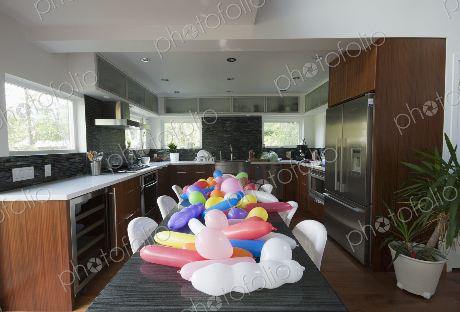 Balloons on a Dining Room Table