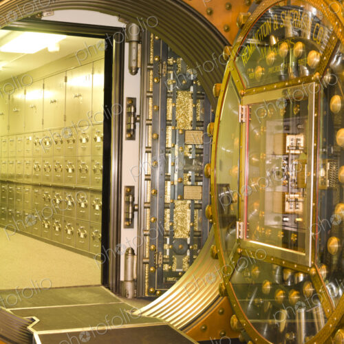 Bank Vault Doors Leading to Safety Deposit Boxes
