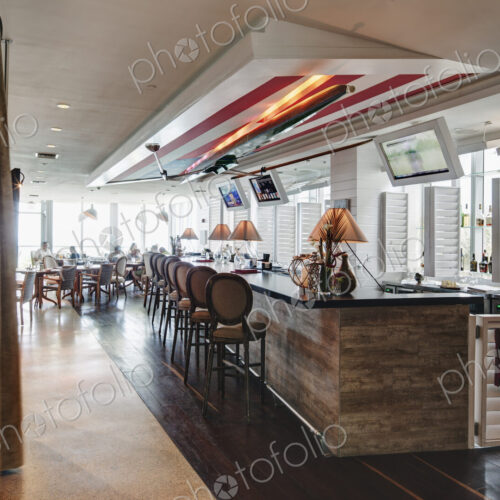 Bar counter in empty restaurant