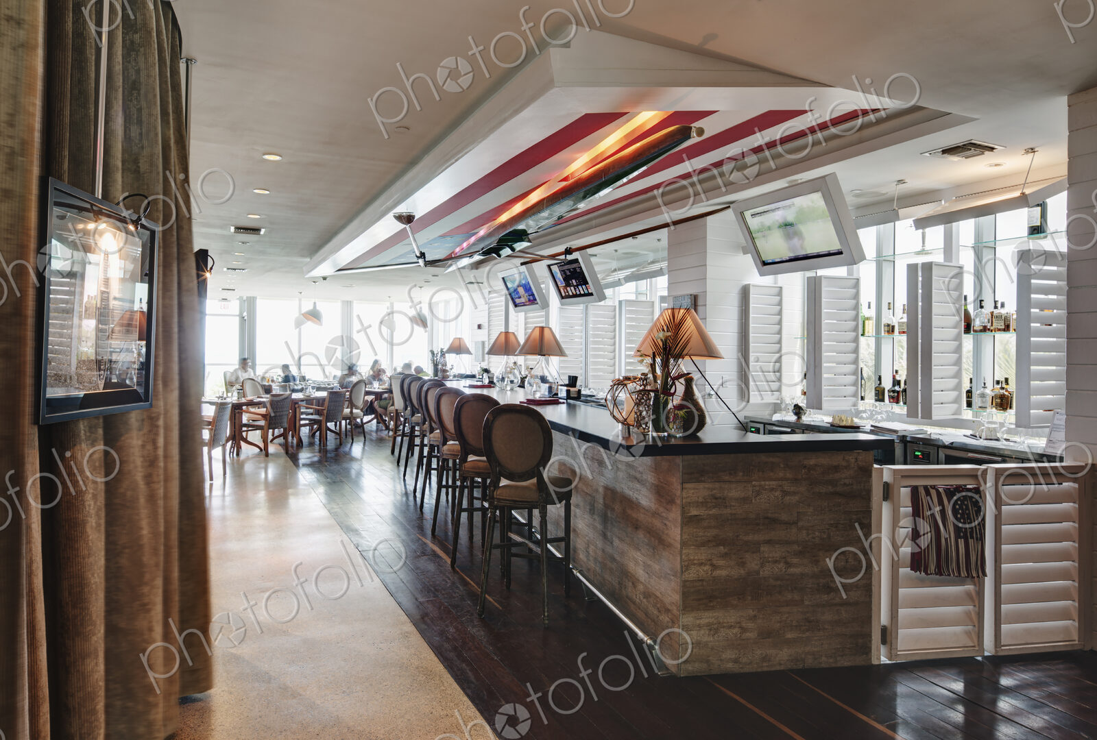 Bar counter in empty restaurant