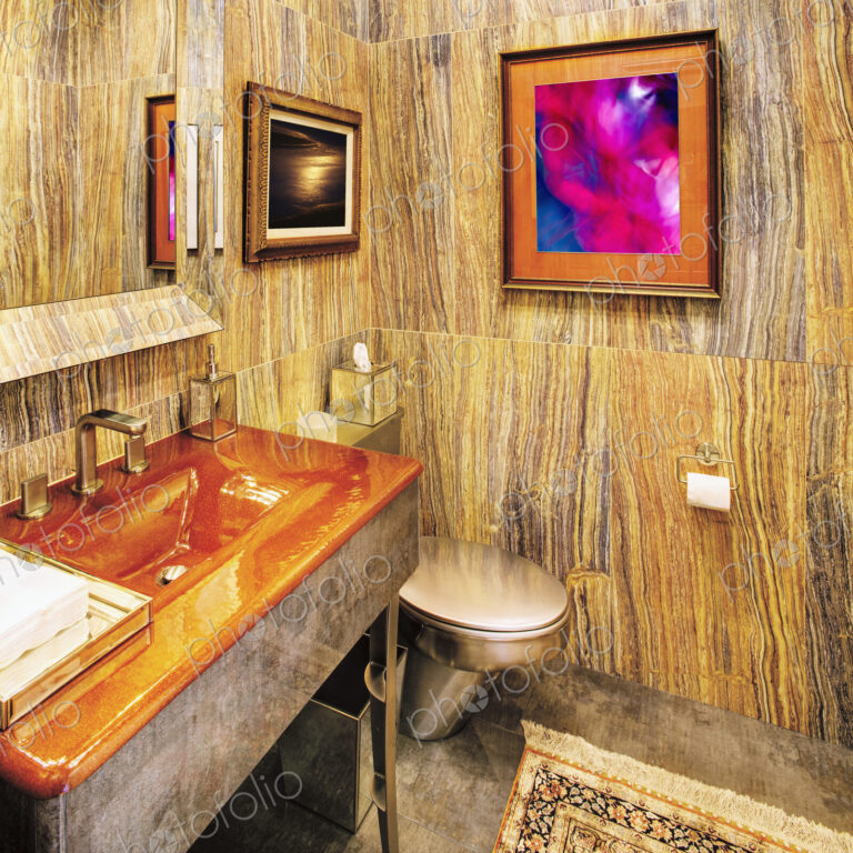 Bathroom Interior With a Wood Grain Decor
