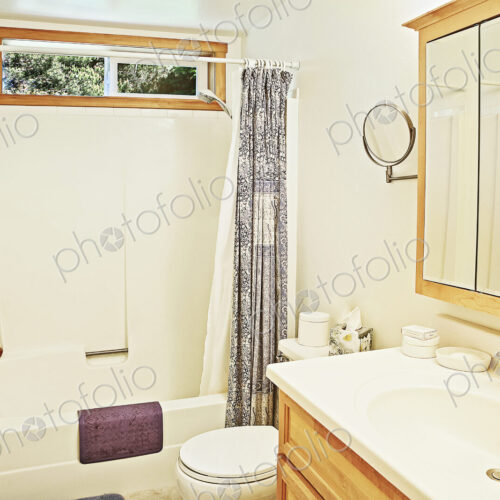 Bathtub and sink in modern bathroom