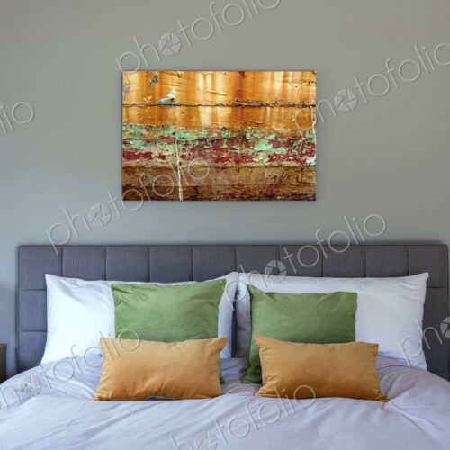 Bed and wall art in modern bedroom