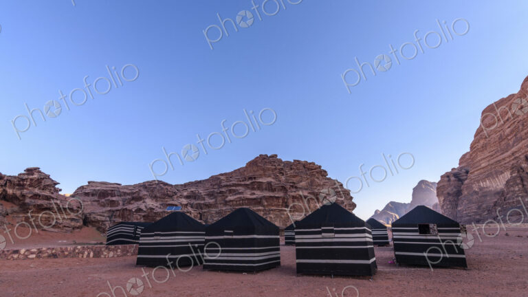Bedouin tents in the Wadi Rum desert wilderness in southern Jordan.