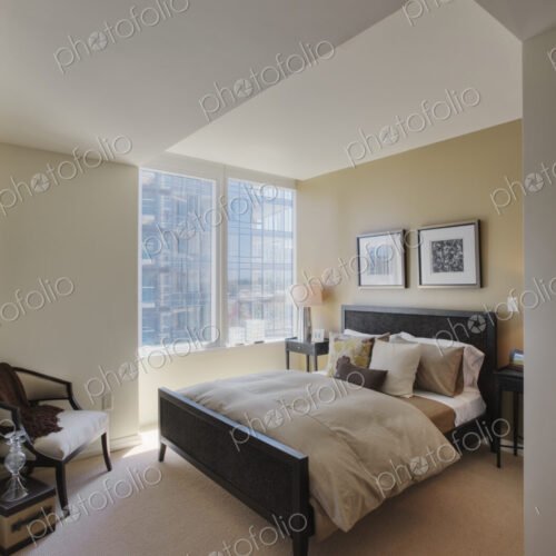 Bedroom in luxury highrise apartment