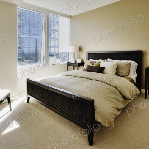 Bedroom in luxury highrise apartment