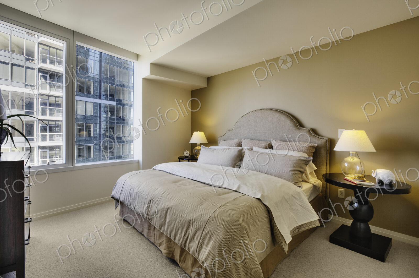 Bedroom of highrise apartment