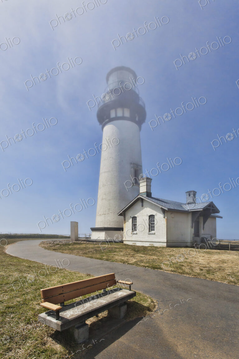 Bench outside Yaquina Head Lighthouse, Newport, Oregon, United States