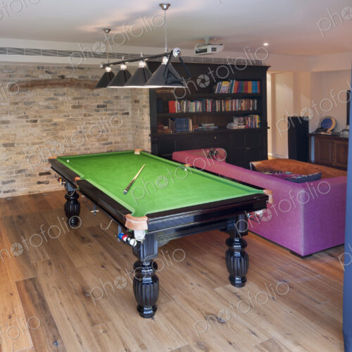 Billiards Table in a Rec Room Billiards Table in a Rec Room