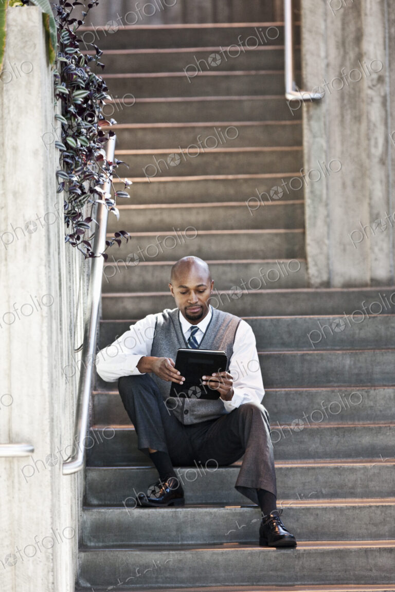 Black man business person in a business center.