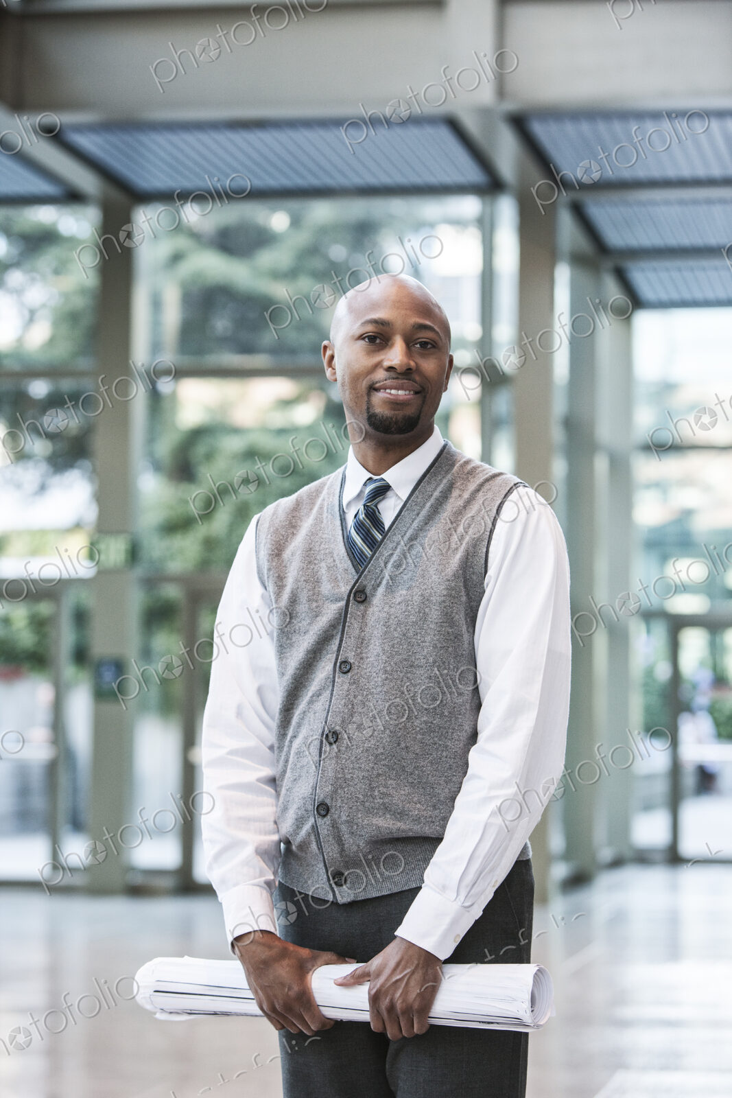 Black man business person in a business center.