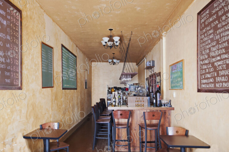 Blackboard menus on wine bar walls