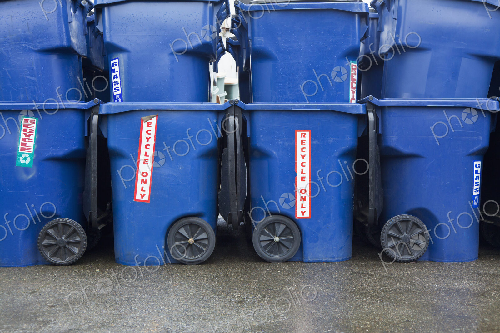 Blue Recycle Bins