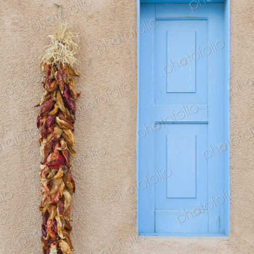 Blue Window with Chili Peppers Blue Window with Chili Peppers