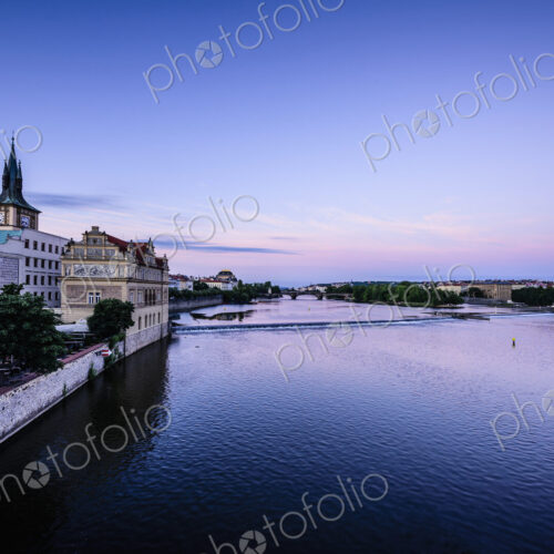 Blue sky over the city of Prague waterfront Blue sky over the city of Prague waterfront