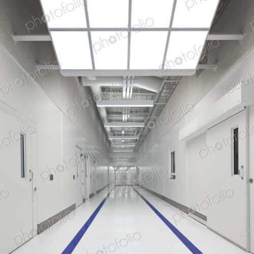 Blue stripes on jail corridor Blue stripes on jail corridor