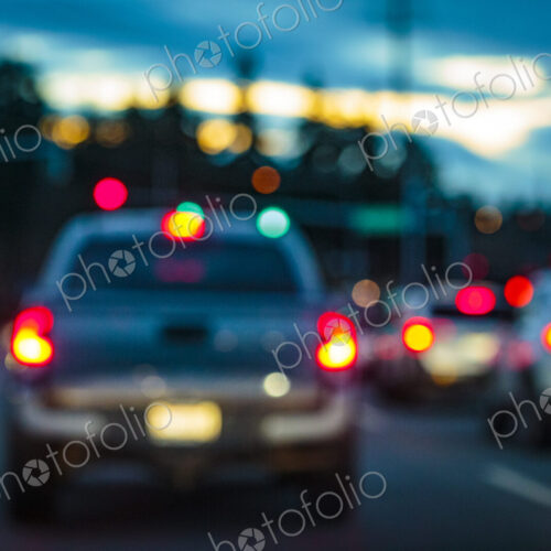 Blurred tail lights in urban road scene, Seattle Blurred tail lights in urban road scene, Seattle