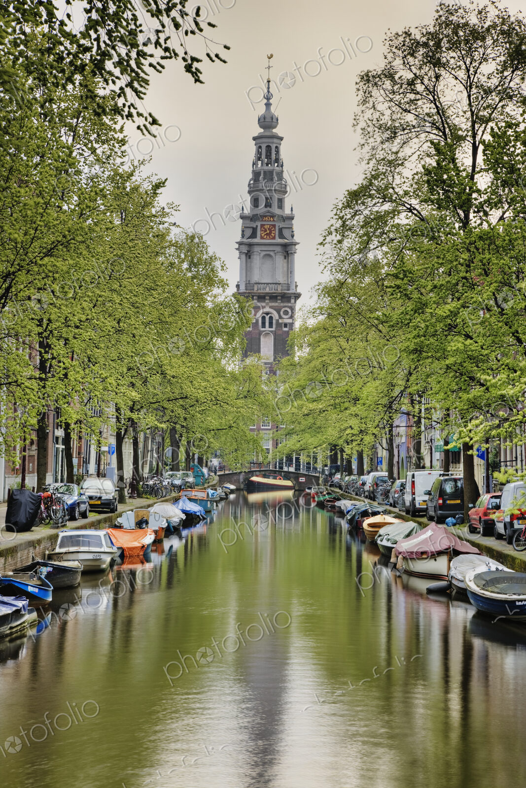 Boats and Tree Lined Canal