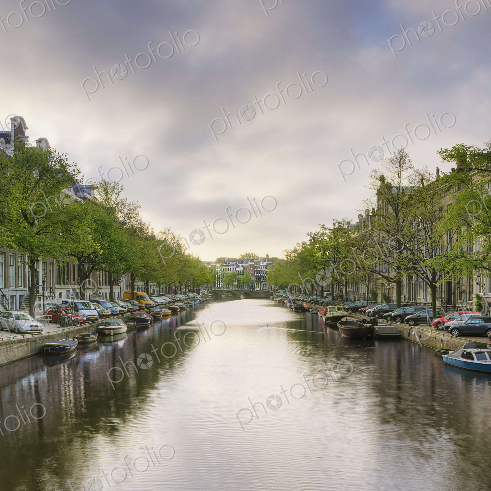 Boats in a Tree Lined Canal