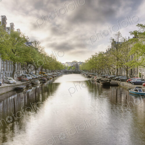 Boats in a Tree Lined Canal
